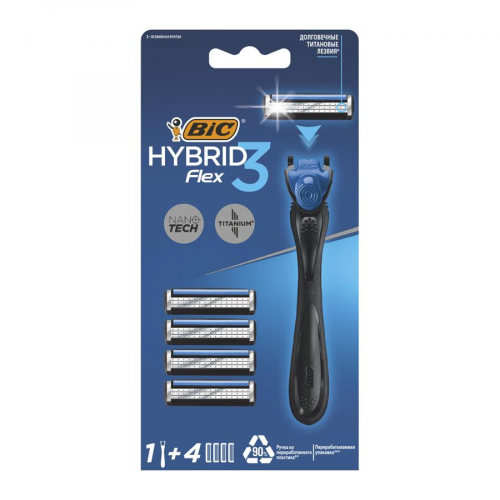 Станок Bic Flex 3 Hybrid с 4 кассетами BiC