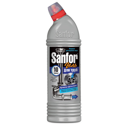 Гель для прочистки труб 750г Sanfor на кухне растворение жира