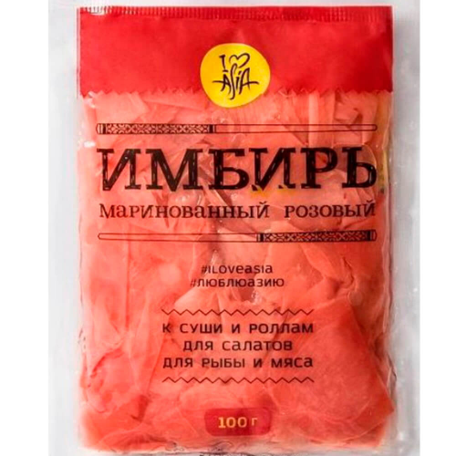Имбирь I love Asia 100г для суши маринованный розовый дой-пак IN LOVE ASIA