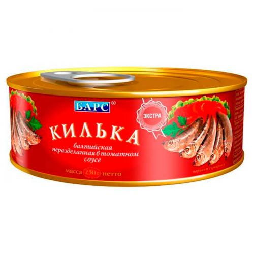 Килька барс 250г в т/с с/к ж/б №3 Барс