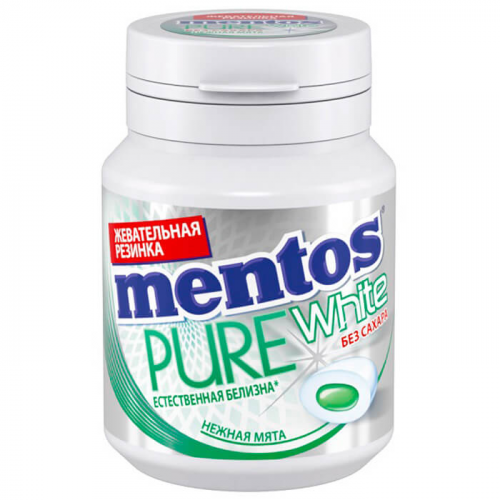 Резинка жевательная Mentos Pure White 54г нежная мята Ван Мелле