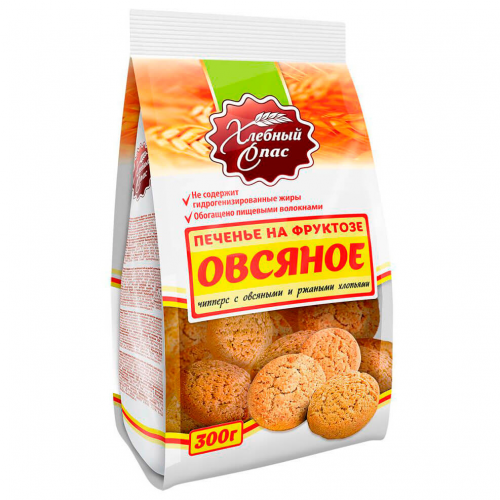 Печенье Хлебный Спас овсяное 300г с овсяными хлопьями на фруктозе Хлебный спас