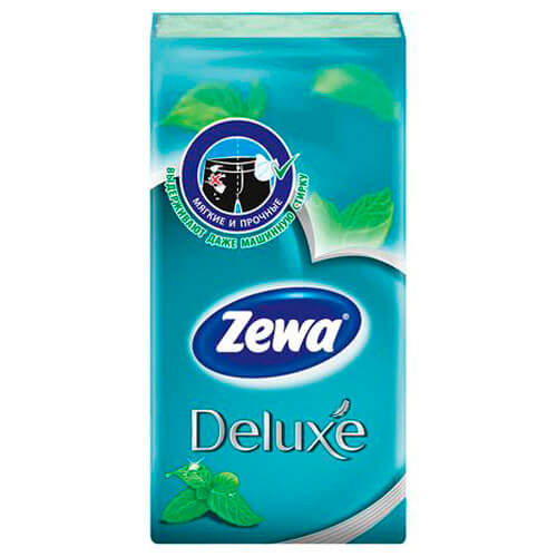 Носовые платки Zewa Deluxe ментол, 3 слоя, 10 шт