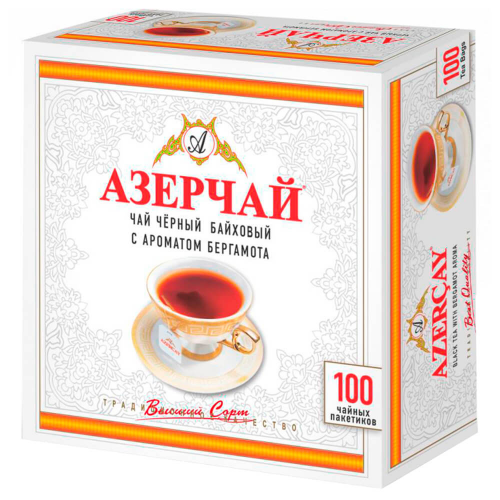 Чай Азерчай 100пак *2г черный с бергамотом Azercay