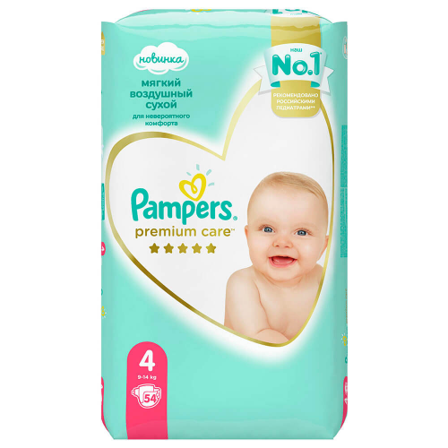 Подгузники Pampers Premium 54шт maxi 9-14кг 4