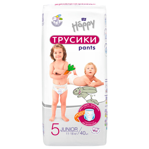 Трусики-подгузники Bella Baby Happy 40шт уни юниор 11-18кг 5 Bella Happy