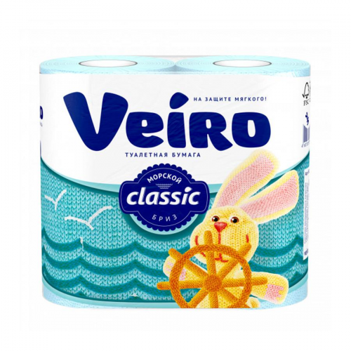 Туалетная бумага Viero Classic 4шт 2-х слойная голубая Veiro