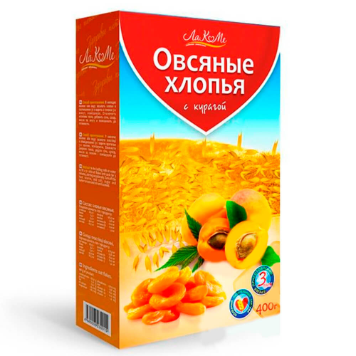 Хлопья овсяные ЛаКоМе с курагой 400г Лакоме