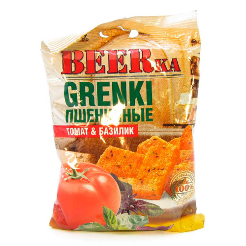 Гренки BEERка 60г томат и базилик с чесночным соусом БИРКА