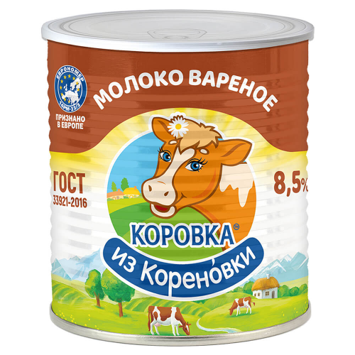 Молоко сгущенное с сахаром ВАРЕНОЕ Коровка из Кореновки, 360г