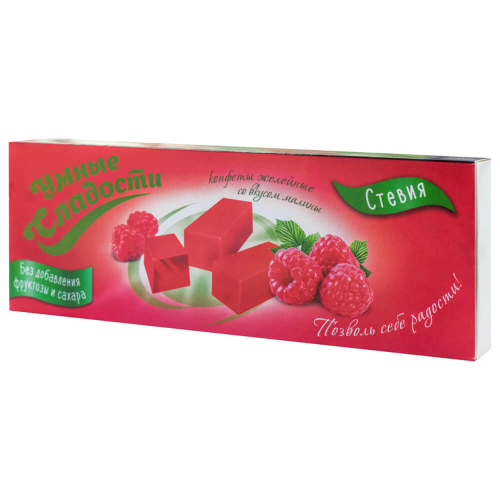 Конфеты Умные сладости со вкусом малины со стевией б/с 90г желейные