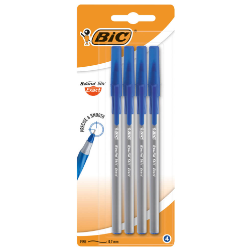 Набор ручек шариковых бик 4 шт раунд стик икаст синий BiC