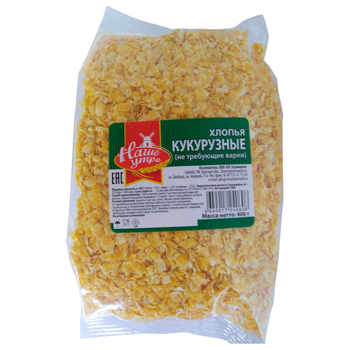 Хлопья наше утро 400г кукурузные Наше утро