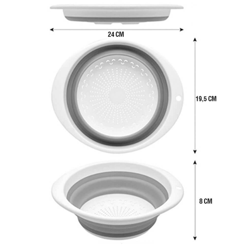 Дуршлаг складной Unigood 24*19,5*8см серый/белый