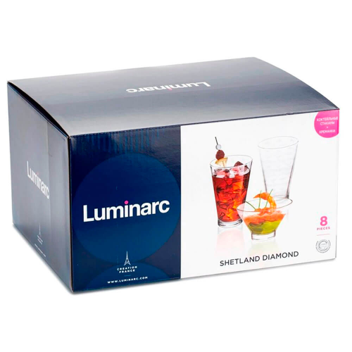 Коктейльный набор 8пр luminarc шетланд даймонд 4 стакана 350мл+4 креманки p7914 Luminarc