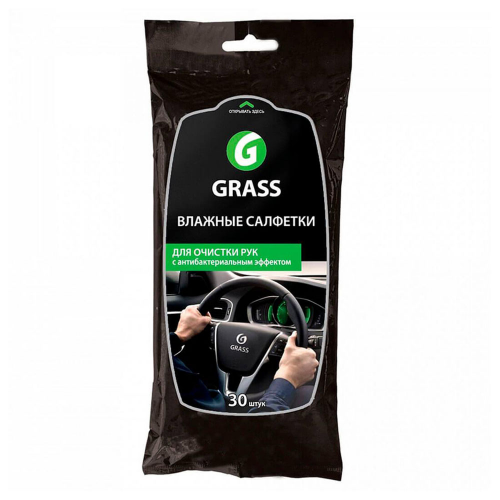 Салфетки влажные grass 30 шт для рук с антибактериальным эф-том Grass