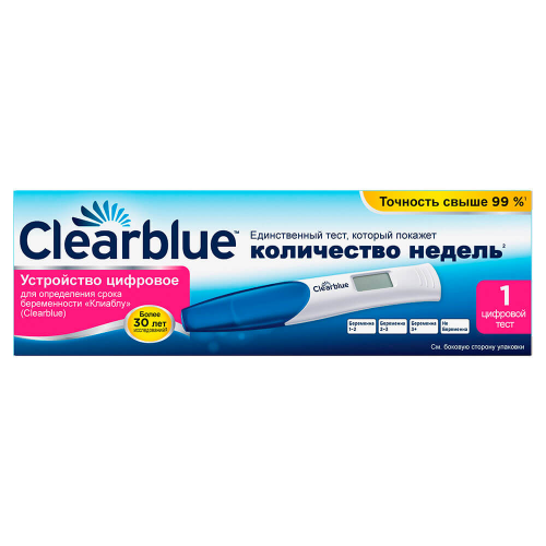 Тест для определения беременности Clearblue 1шт цифровой определяет количество недель CLEARBLUE