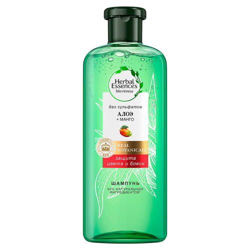 Шампунь Herbal Essences 380 мл алоэ и манго без сульфатов защита цвета и блеск