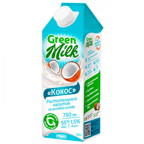 Напиток Green Milk 0,75л на рисовой основе с кокосом Green milk