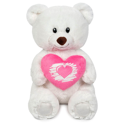 Игрушка мягкая Maxitoys мишка белый с сердцем 23см mt-sut061705-23