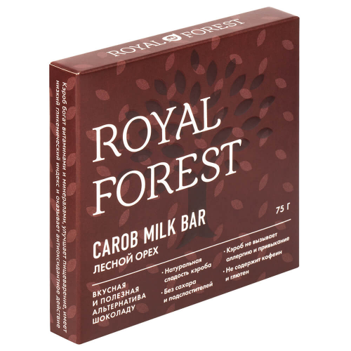 Шоколад Royal Forest Carob Milk Bar 75г лесной орех ROYAL FOREST