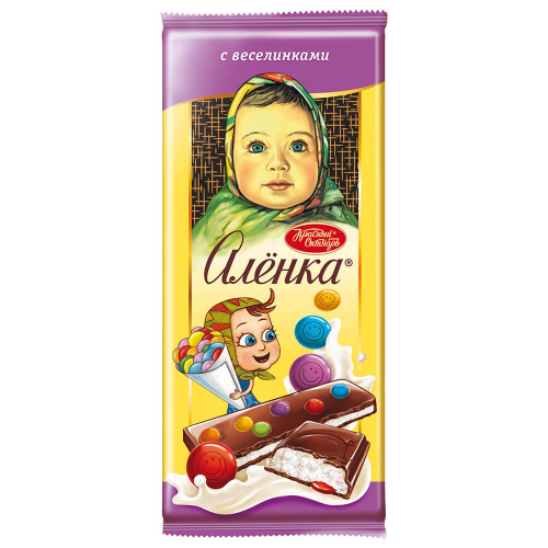 Шоколад Аленка 87г с молочной начинкой и веселинками Красный Октябрь Красный октябрь