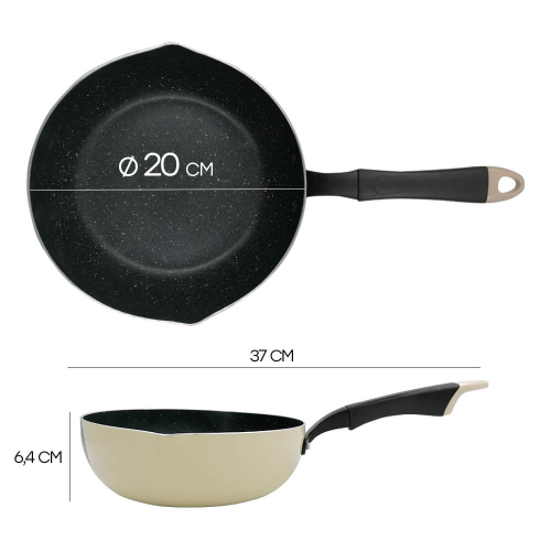 Сковорода 20 см Unigood кремовая/черная aq-03