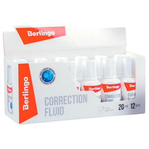 Жидкость корректирующая Berlingo 20мл на химической основе с кистью 255110 BERLINGO
