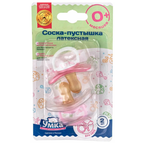 Соска-пустышка Умка 0+ 2шт розовый латексная традиционная 870880/870923 УМКА
