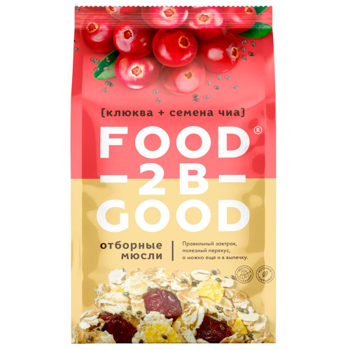 Мюсли без сахара фудтубигуд 300 г клюква семена чиа FOODTOBEGOOD