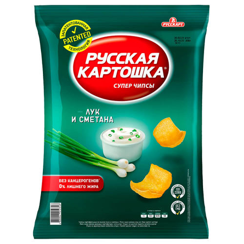 Чипсы русская картошка 200 г лук и сметана РУССКАЯ КАРТОШКА