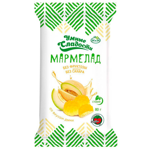 Мармелад желейный умные сладости 90 г со стевией со вкусом дыни глазированный Умные сладости