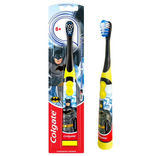 Зубная щетка Colgate детская 6+ на батарейках барби/бэтман