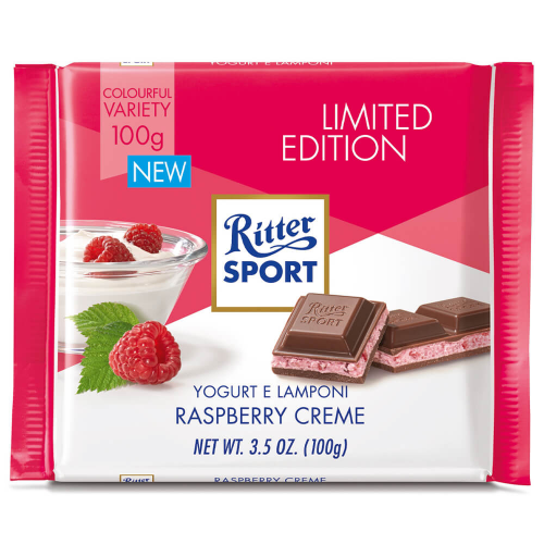 Шоколад риттер спорт 100 г малиново-йогуртовая начинка и аромат розы Ritter Sport