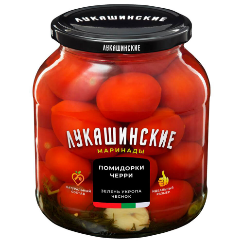 Томаты лукашинские 670 г черри с зеленью ст/б Лукашинские
