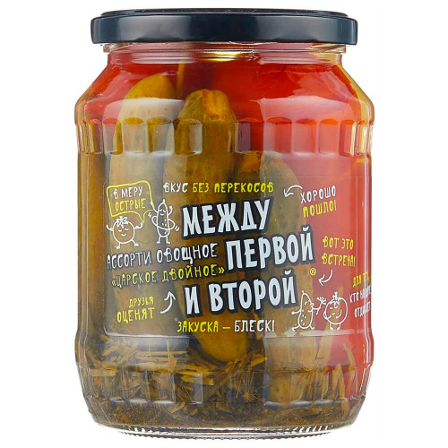Ассорти между первой и второй 680 г маринованные ст/б Между первой и второй