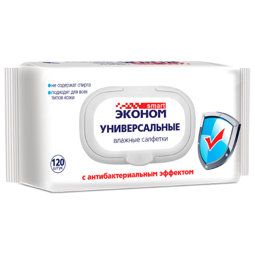 Салфетки влажные Smart 120 шт антибактериальные эконом Эконом Smart