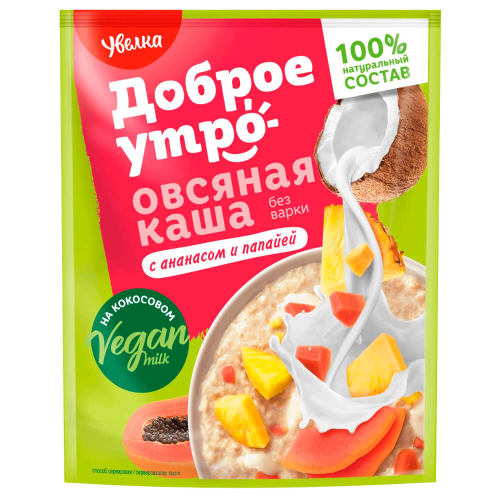 Каша увелка 40 г овсяная на основе кокосового молока с ананасом и папайей Увелка