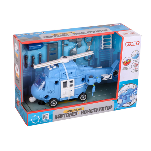 Вертолет-конструктор фанки тойс 32 см полицейский свет/звук ft62101 Fanky toys