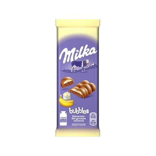 Шоколад милка 92 г молочный пористый с бананово-йогуртовой начинкой крафт Milka