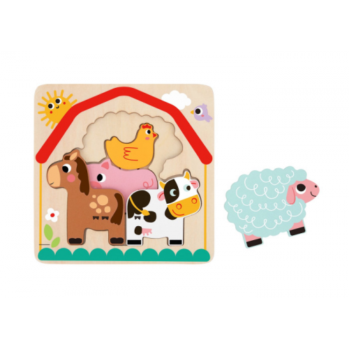 Деревянная игрушка Tooky Toy Многослойный пазл Животные фермы TH623