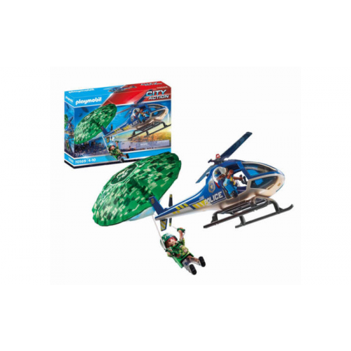 Playmobil Игровой набор Полицейский вертолет Погоня с парашютом