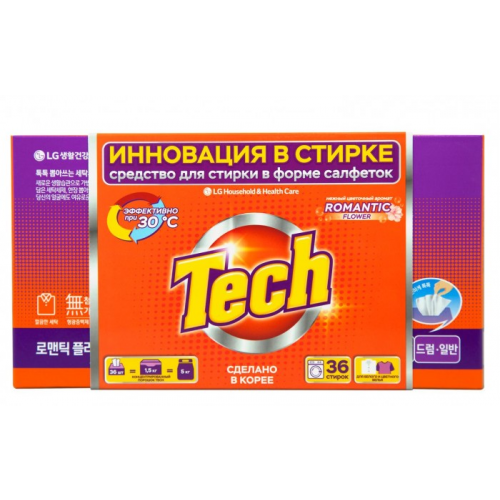 Tech Средство для стирки в листах Romantic flower 36 шт