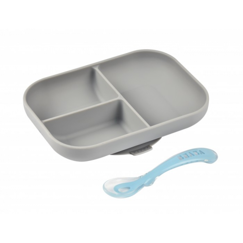 Beaba Набор посуды тарелка ложка Set repas silicone avec ventouse