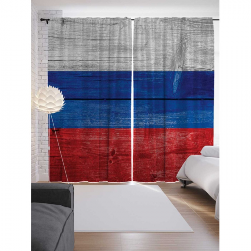 JoyArty Шторы с фотопечатью Патриотический забор из сатена 290х265 см