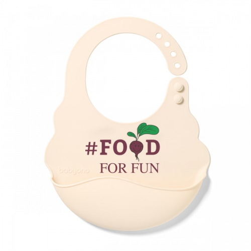 Нагрудник BabyOno силиконовый с регулируемой застежкой Food for fun