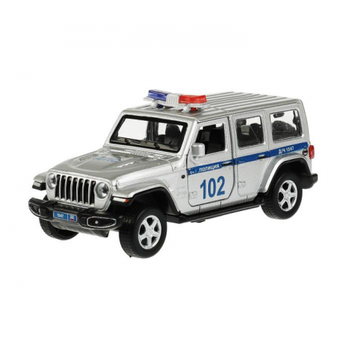 Технопарк Машина металлическая со светом и звуком Jep Wrangler Sahara Полиция 12 см