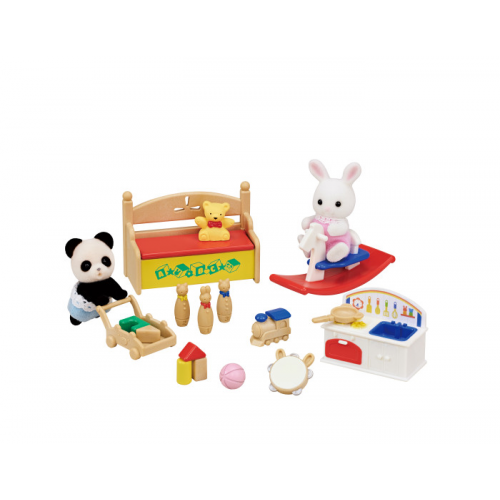 Sylvanian Families Набор Детская игровая комната с малышами Пандой и Снежным кроликом