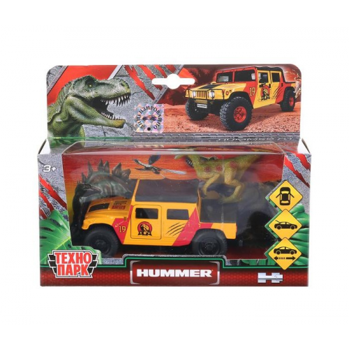 Технопарк Машина Hummer h1 пикап 12 см + динозавр 9 см