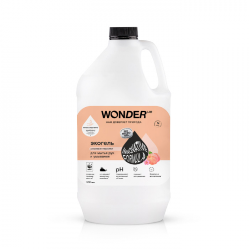 Wonder Lab Жидкое мыло для рук и умывания экологичное с ароматом розовых персиков 3780 мл